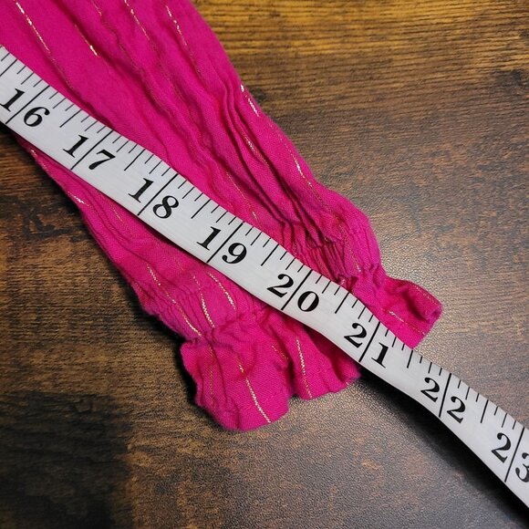 GAP Kids Metallic Stripe Dress L 10 12 Pink Gold Metallic Tiered Ruffle Accent - Picture 10 of 10